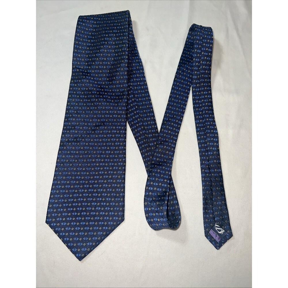 Nautica‎ Blue Woven Geometric Wide Silk Tie
